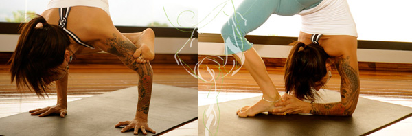 woman doing ashtanga yoga on yoga mat