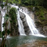 Beautiful water fall midst tropical forest